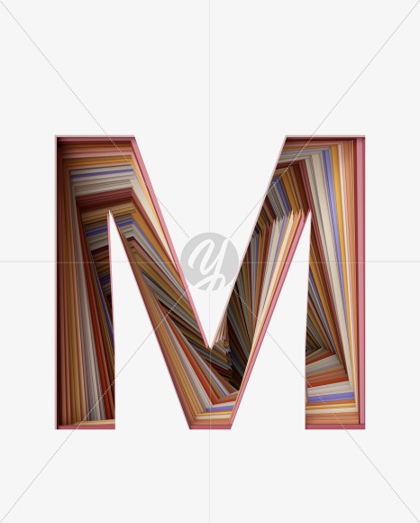 Letter M from Paper Cut font on Yellow Images Creative Fonts - S39323