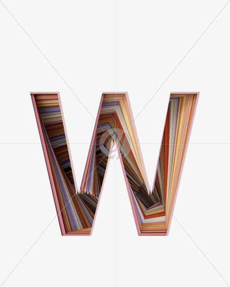 Letter W from Paper Cut font on Yellow Images Creative Fonts - S39333