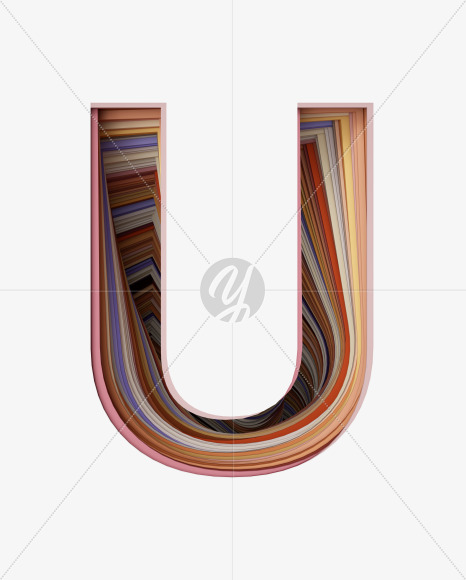 Letter U from Paper Cut font on Yellow Images Creative Fonts - S39331