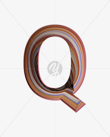 Letter Q from Paper Cut font on Yellow Images Creative Fonts - S39327