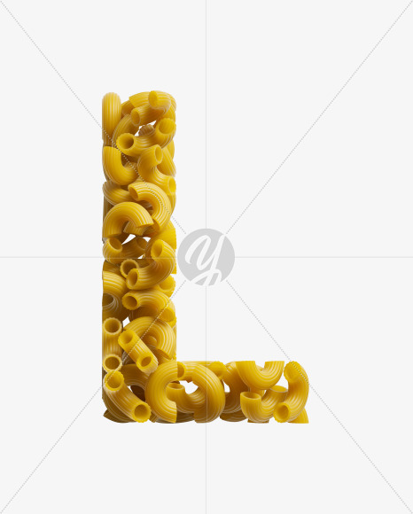 Letter L from Macaroni pasta Font on Yellow Images Creative Fonts - S39460