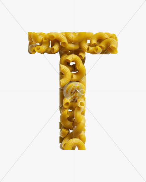 Letter T from Macaroni pasta Font on Yellow Images Creative Fonts - S39468