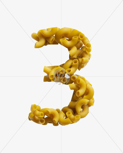 3 from Macaroni pasta Font on Yellow Images Creative Fonts - S39477