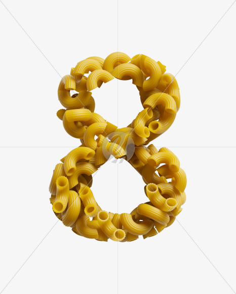 8 from Macaroni pasta Font on Yellow Images Creative Fonts - S39482