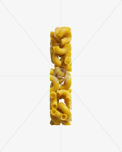 Letter I from Macaroni pasta Font on Yellow Images Creative Fonts - S39457