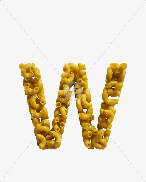 Letter W from Macaroni pasta Font on Yellow Images Creative Fonts - S39471