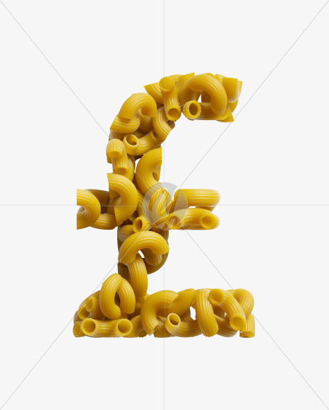 pound from Macaroni pasta Font on Yellow Images Creative Fonts - S39490