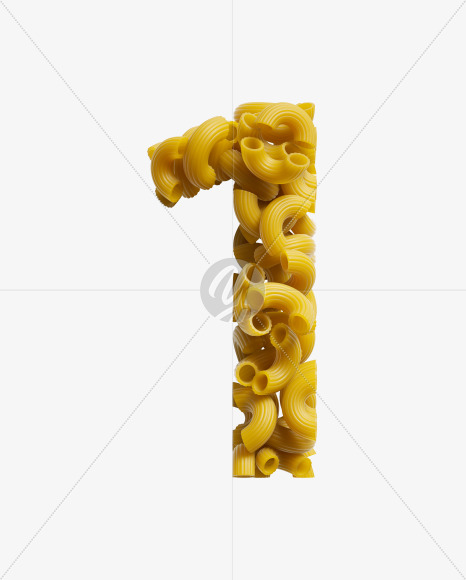 1 from Macaroni pasta Font on Yellow Images Creative Fonts - S39475