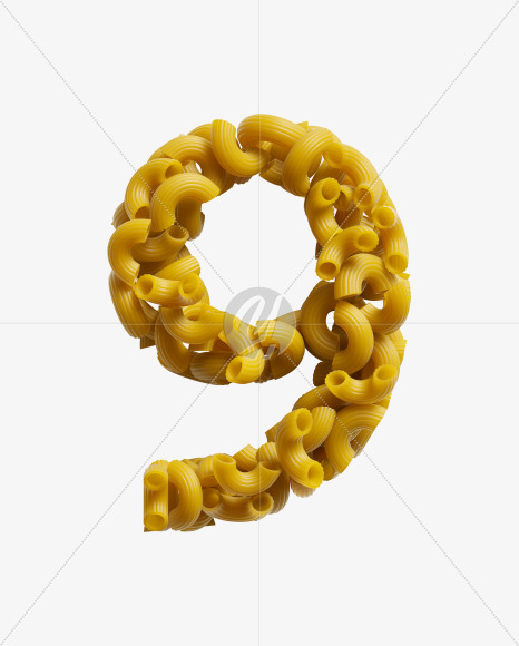 9 from Macaroni pasta Font on Yellow Images Creative Fonts - S39483