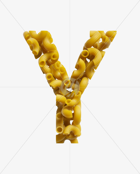 Letter Y from Macaroni pasta Font on Yellow Images Creative Fonts - S39473