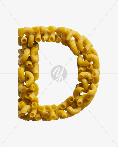 Letter D from Macaroni pasta Font on Yellow Images Creative Fonts - S39452