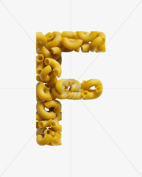 Letter F from Macaroni pasta Font on Yellow Images Creative Fonts - S39454