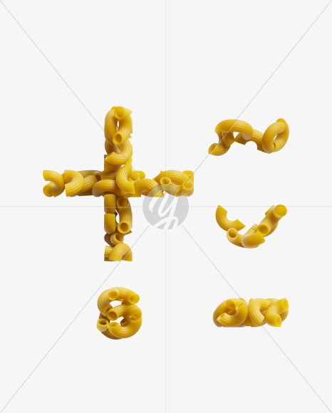 symbols from Macaroni pasta Font on Yellow Images Creative Fonts - S39493