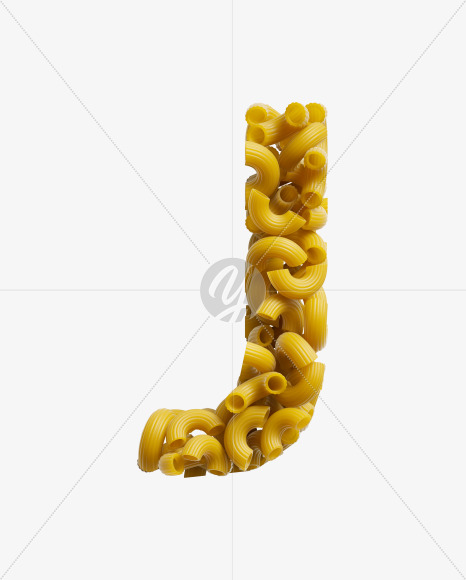 Letter J from Macaroni pasta Font on Yellow Images Creative Fonts - S39458