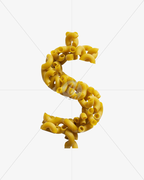 $ from Macaroni pasta Font on Yellow Images Creative Fonts - S39488