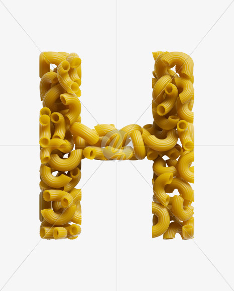 Letter H from Macaroni pasta Font on Yellow Images Creative Fonts - S39456