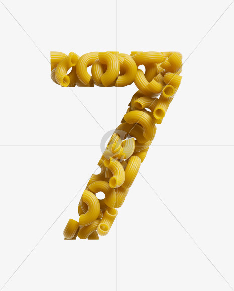 7 from Macaroni pasta Font on Yellow Images Creative Fonts - S39481