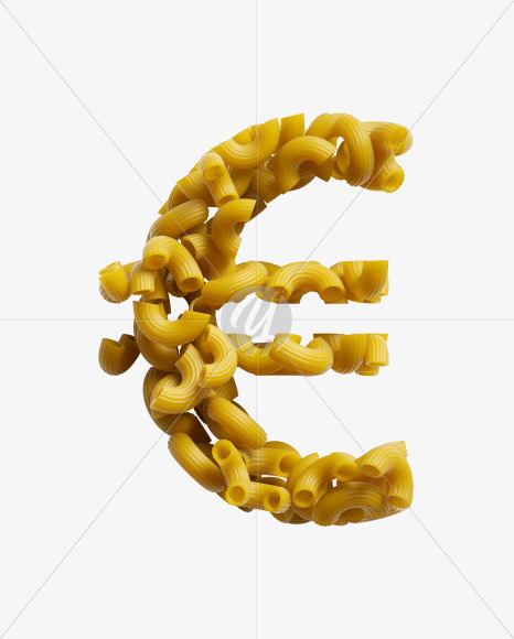 euro from Macaroni pasta Font on Yellow Images Creative Fonts - S39489