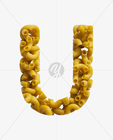 Letter U from Macaroni pasta Font on Yellow Images Creative Fonts - S39469