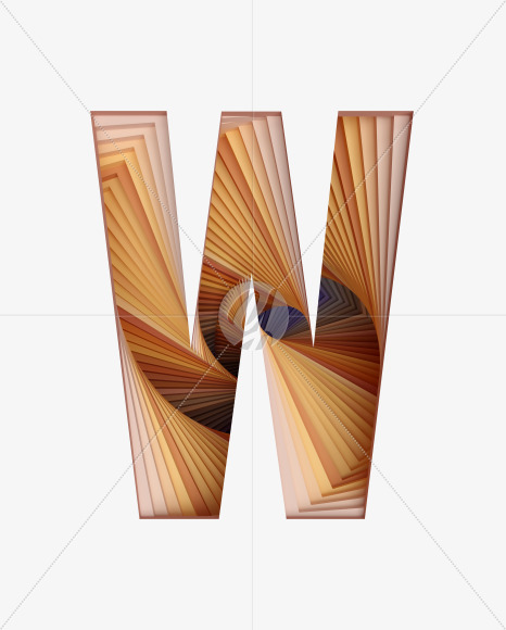 Letter W from Paper Craft Font on Yellow Images Creative Fonts - S39557