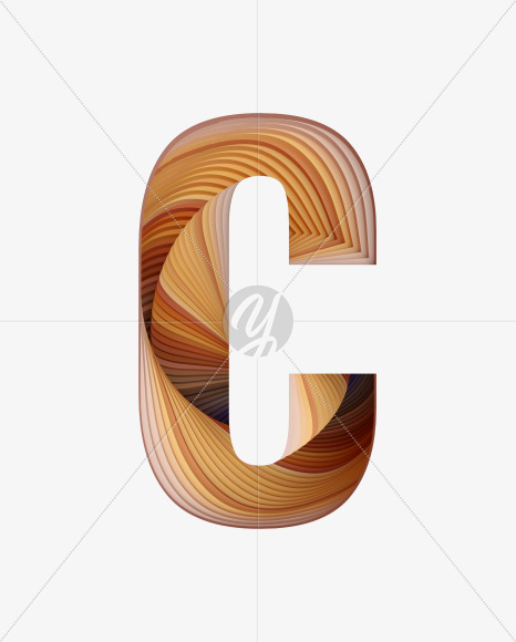 Letter C from Paper Craft Font on Yellow Images Creative Fonts - S39537