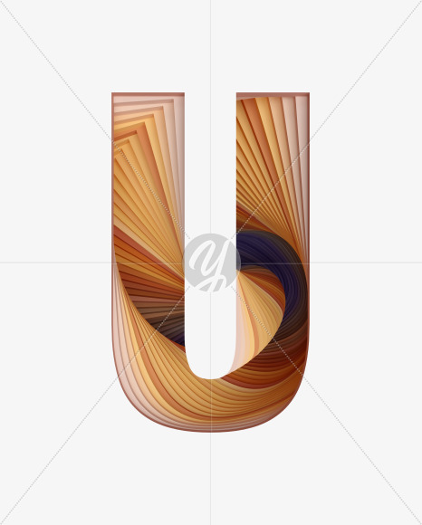 Letter U from Paper Craft Font on Yellow Images Creative Fonts - S39555