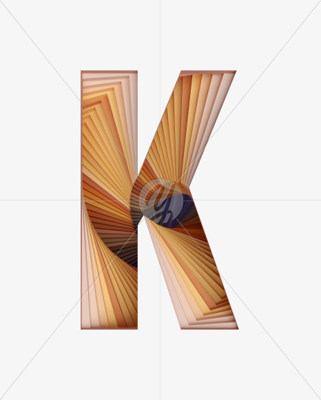 Letter K from Paper Craft Font on Yellow Images Creative Fonts - S39545