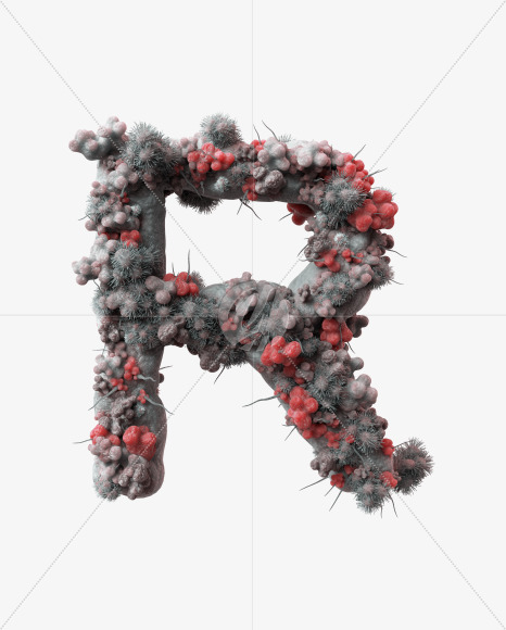 Letter R from Illness Font on Yellow Images Creative Fonts - S39599