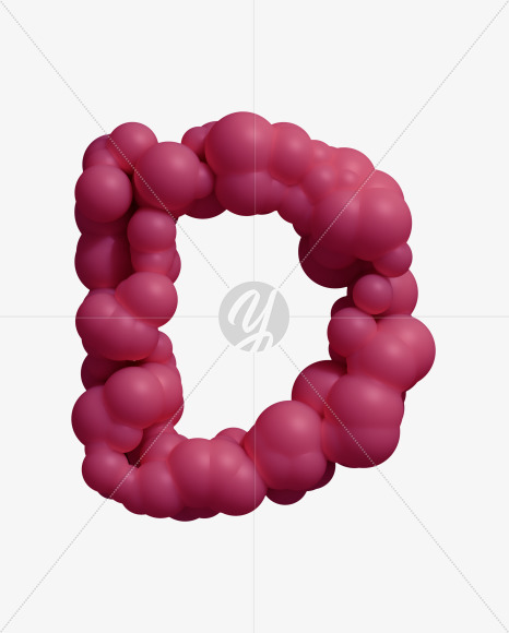 Letter D from Pink meta Font on Yellow Images Creative Fonts - S39901