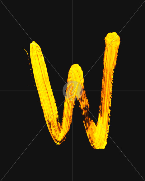 Letter W from Golden Brush Font on Yellow Images Creative Fonts - S40085