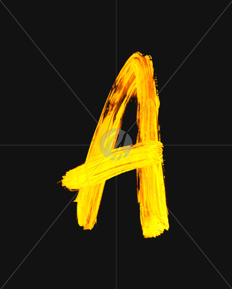 Letter A from Golden Brush Font on Yellow Images Creative Fonts - S40063