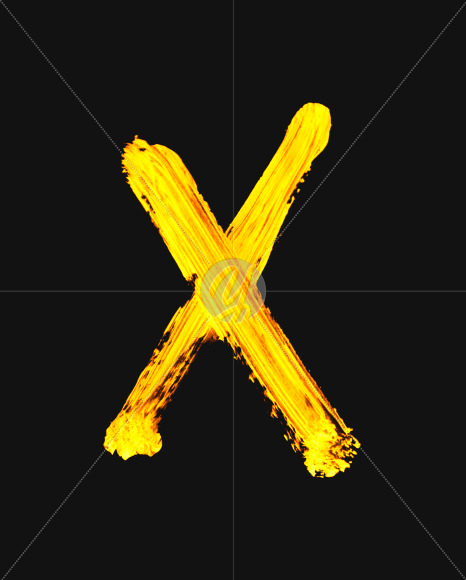 Letter X from Golden Brush Font on Yellow Images Creative Fonts - S40086