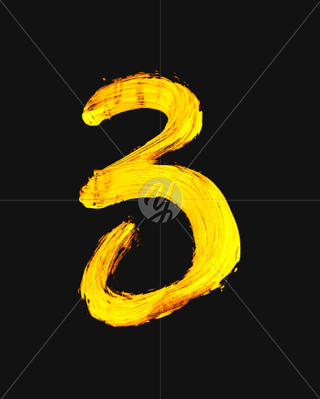 3 from Golden Brush Font on Yellow Images Creative Fonts - S40091