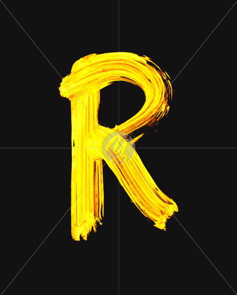 Letter R from Golden Brush Font on Yellow Images Creative Fonts - S40080