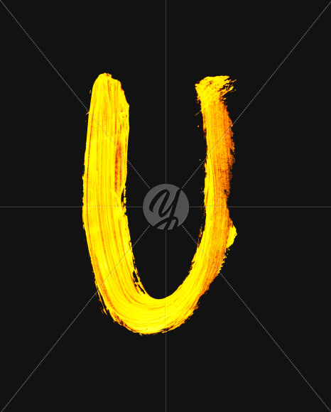 Letter U from Golden Brush Font on Yellow Images Creative Fonts - S40083