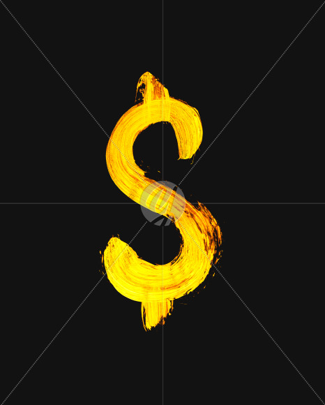 $ from Golden Brush Font on Yellow Images Creative Fonts - S40101