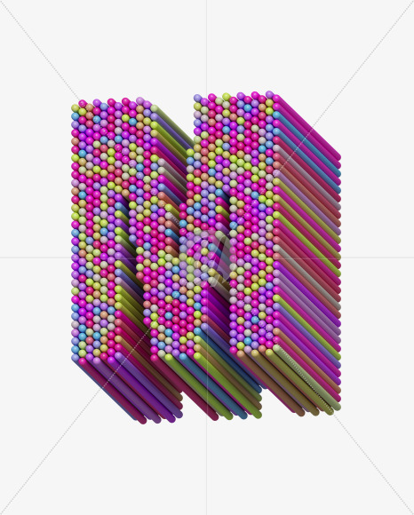 Letter M from Extrude Font on Yellow Images Creative Fonts - S40117