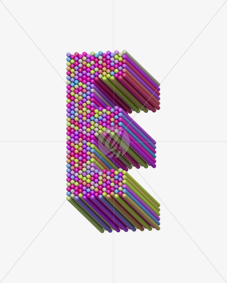 Letter E from Extrude Font on Yellow Images Creative Fonts - S40109