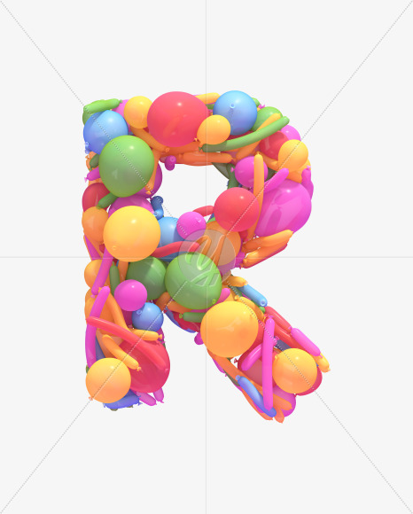 Letter R from Multicolored balloon font on Yellow Images Creative Fonts - S40260