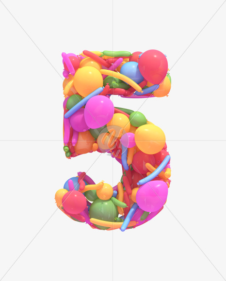 5 from Multicolored balloon font on Yellow Images Creative Fonts - S40273