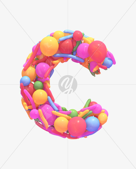 Letter C from Multicolored balloon font on Yellow Images Creative Fonts - S40245