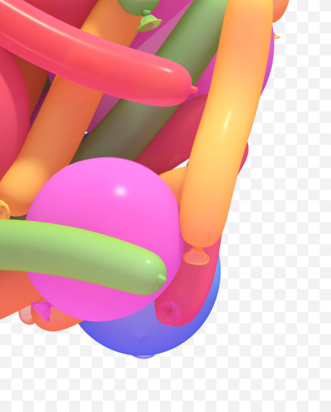 Letter W from Multicolored balloon font on Yellow Images Creative Fonts - S40265