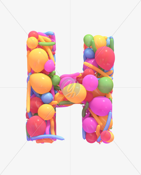 Letter H from Multicolored balloon font on Yellow Images Creative Fonts - S40250