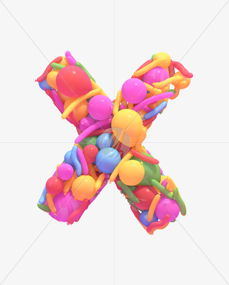 Letter X from Multicolored balloon font on Yellow Images Creative Fonts - S40266