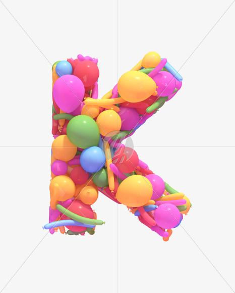 Letter K from Multicolored balloon font on Yellow Images Creative Fonts - S40253