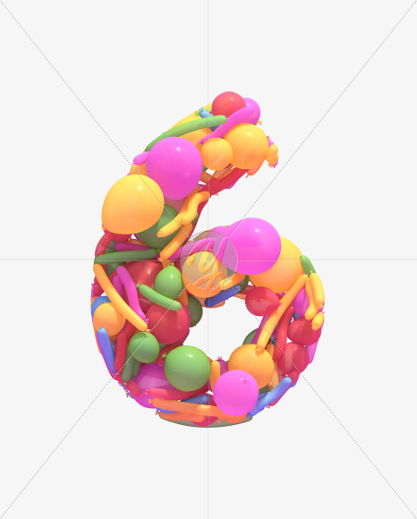 6 from Multicolored balloon font on Yellow Images Creative Fonts - S40274