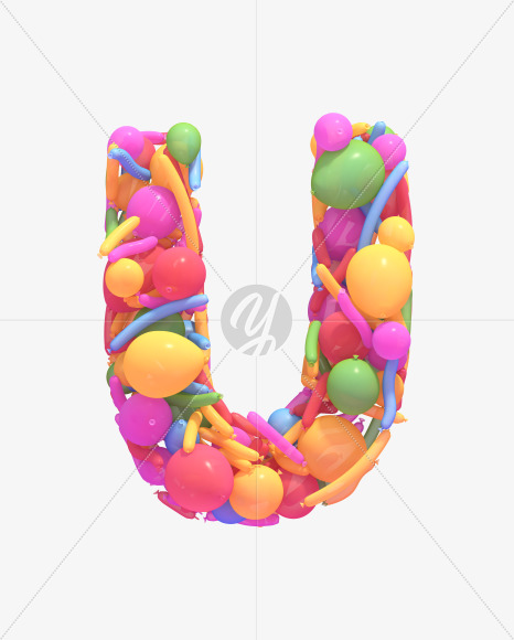 Letter U from Multicolored balloon font on Yellow Images Creative Fonts - S40263