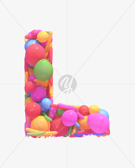 Letter L from Multicolored balloon font on Yellow Images Creative Fonts - S40254