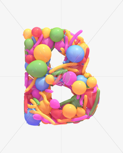 Letter B from Multicolored balloon font on Yellow Images Creative Fonts - S40244