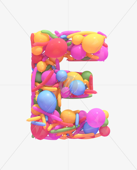 Letter E from Multicolored balloon font on Yellow Images Creative Fonts - S40247